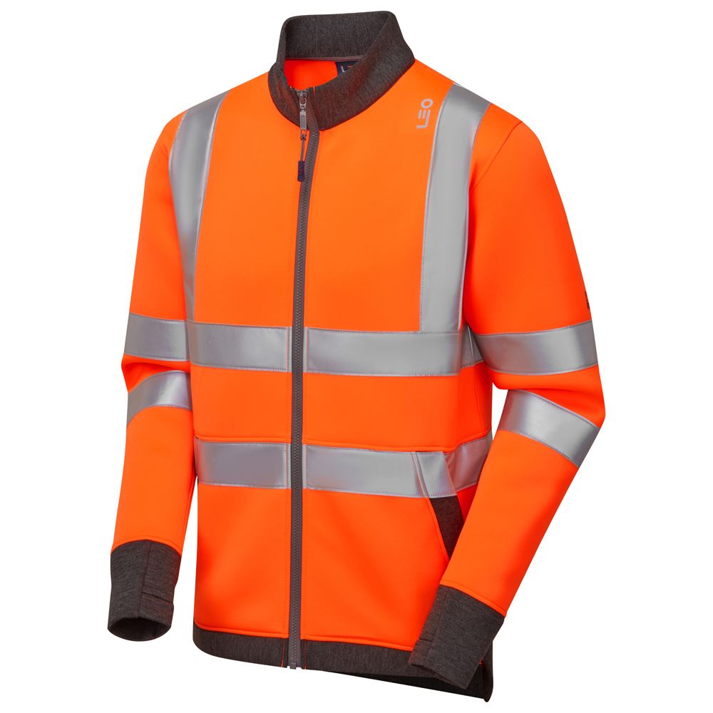 Leo Workwear Arganite Leo Ecoviz Zipped Sweatshirt Hi Vis