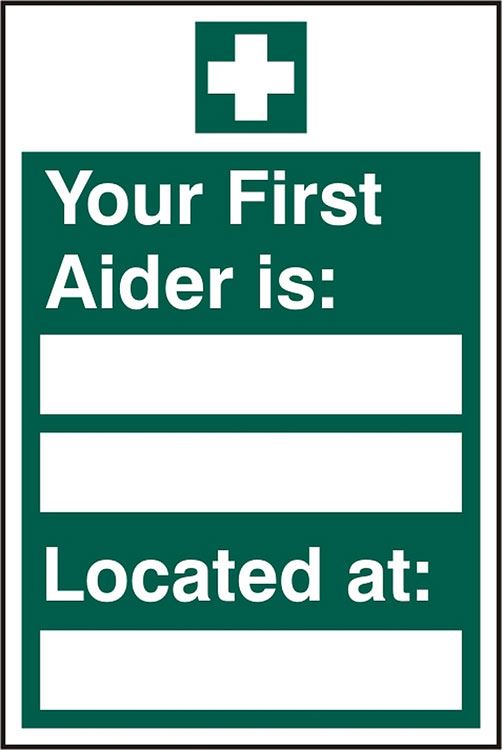 Beeswift First Aider Located Self Adhesive Vinyl Sign - 200 x 300mm (5 Pack)