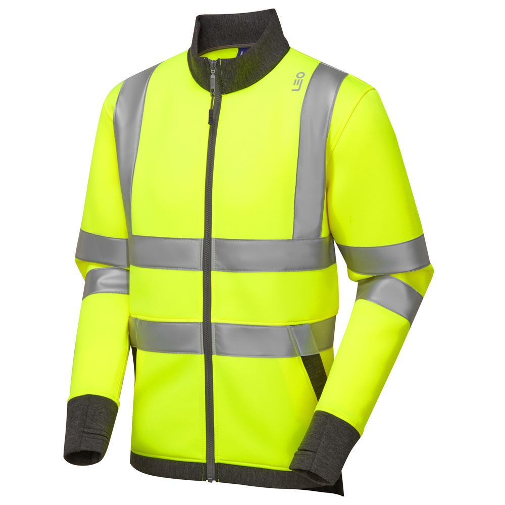Leo Workwear Arganite Leo Ecoviz Zipped Sweatshirt Hi Vis