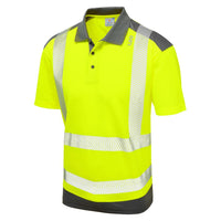 Leo Workwear Peppercombe Leo Ecoviz Performance+ Dual Colour Polo Shirt Hi Vis