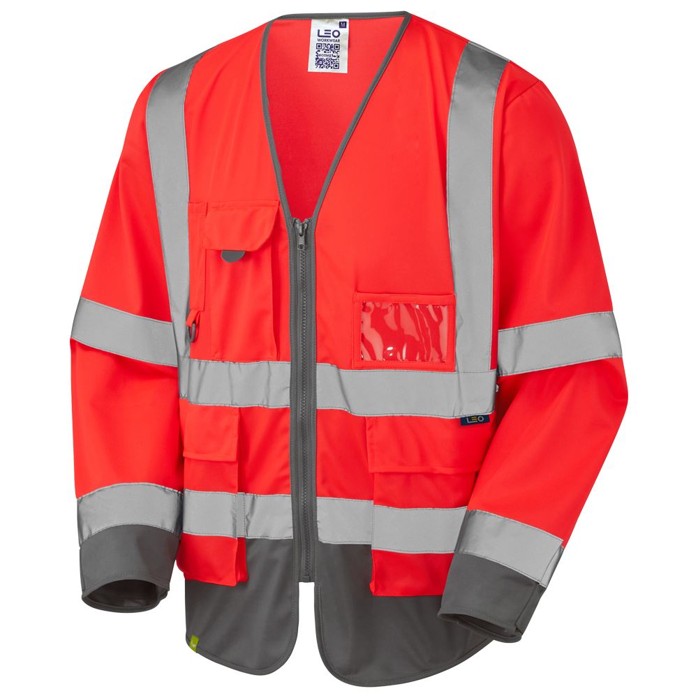 Leo Workwear Wrafton Leo Ecoviz Superior Sleeved Waistcoat Recycled Hi Vis