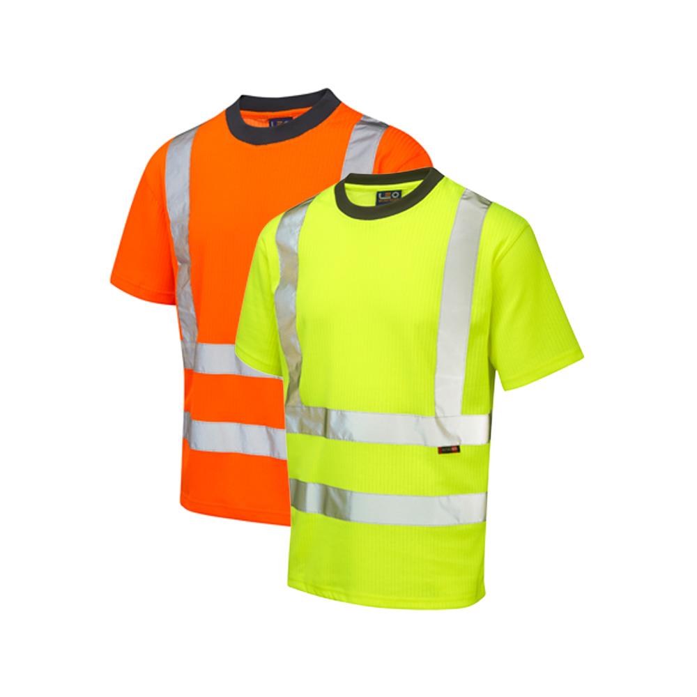 Leo Workwear Newport Leo Ecoviz Comfort T-Shirt Hi Vis Rail Spec