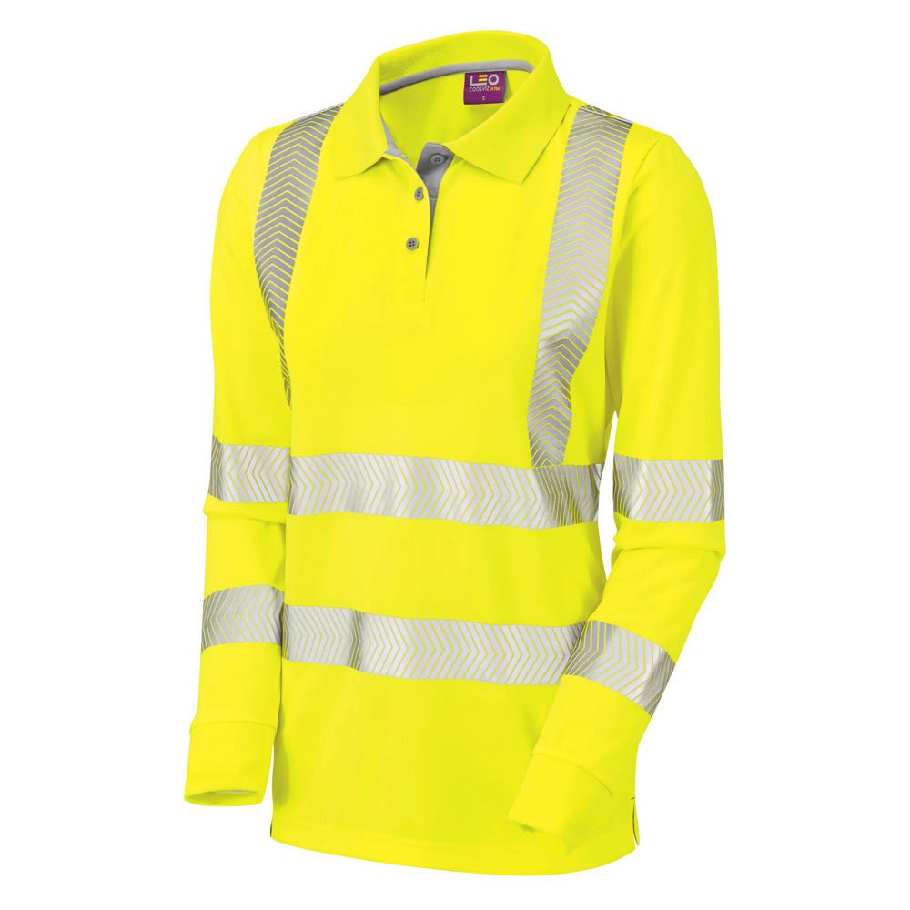Leo Workwear Pollyfield Leo Ecoviz Performance+ Womens Sleeved Polo Shirt