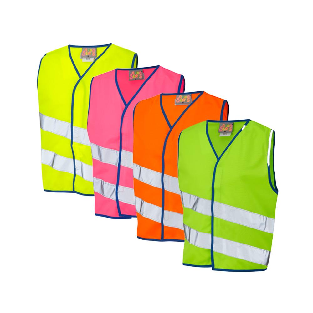 Leo Workwear Neonstars Leo Ecoviz Childrens Waistcoat (En 17353) Hi Vis