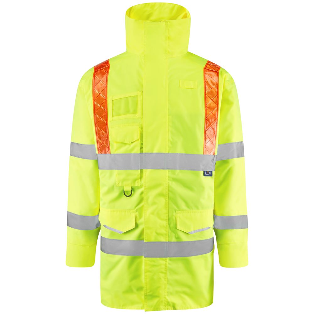 Leo Workwear Putford Leo Ecoviz 4K Baffle Lined Anorak With Red Braces