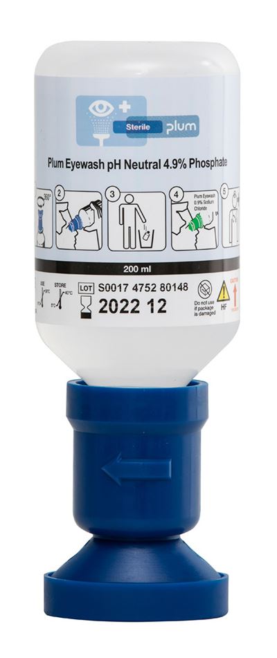 Plum Safety Eyewash 200ml pH N 4.9% Phosphate Eyecup