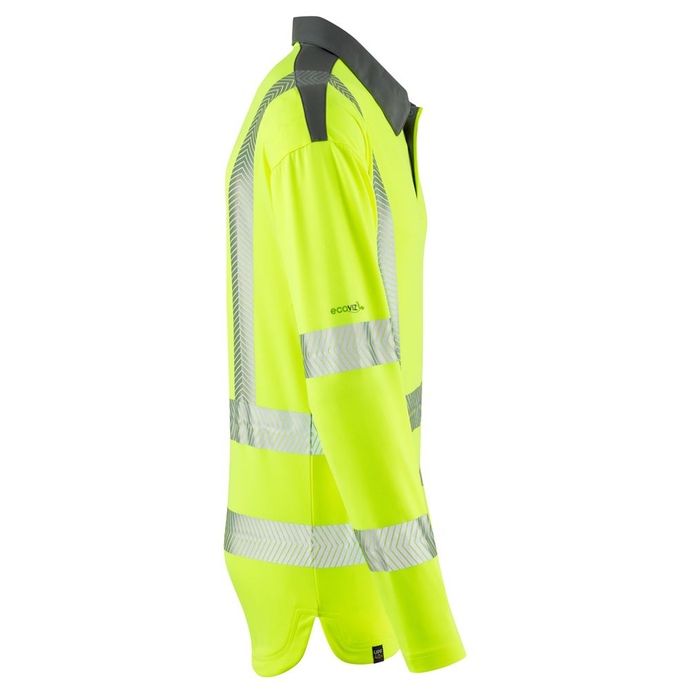 Leo Workwear Georgeham Leo Ecoviz Coolmax High Performance Sleeved Polo Shirt Hi Vis Work Top