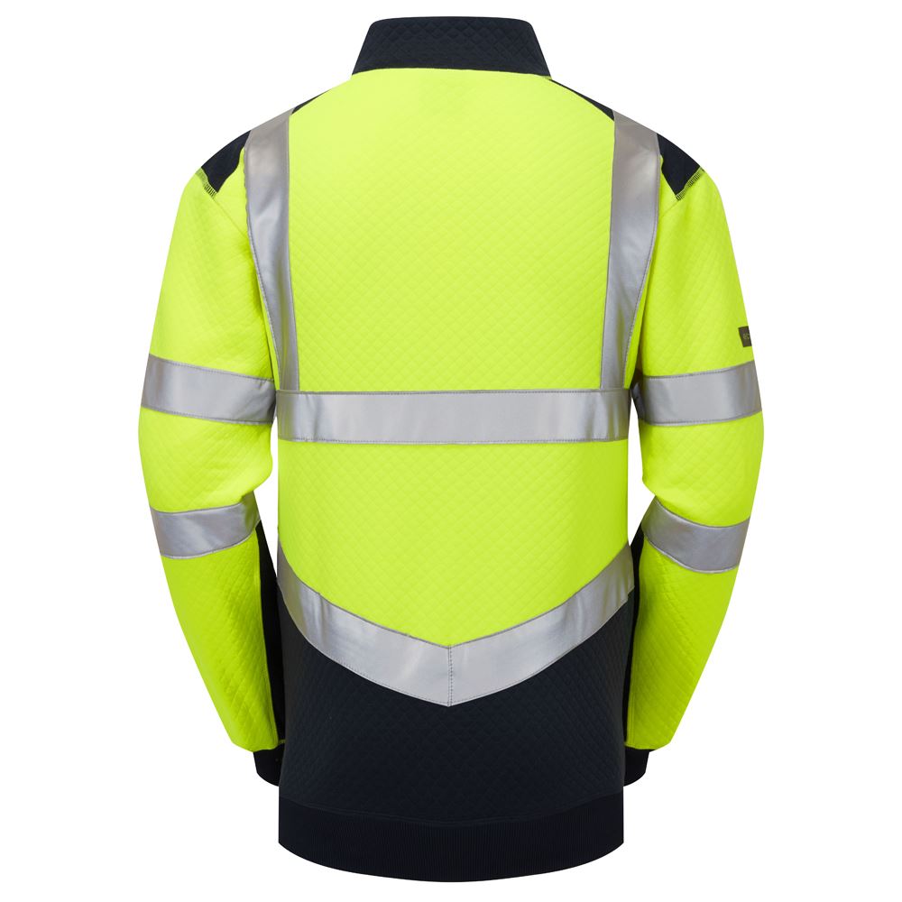 Leo Workwear Tapeley Leo Ecoviz Dual Colour 1/4 Zip Sweatshirt Class 2 Comfort Hi Vis