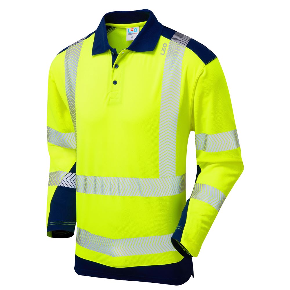 Leo Workwear Wringcliff Leo Ecoviz Performance+ Dual Colour Polo Shirt Lightweight Breathable