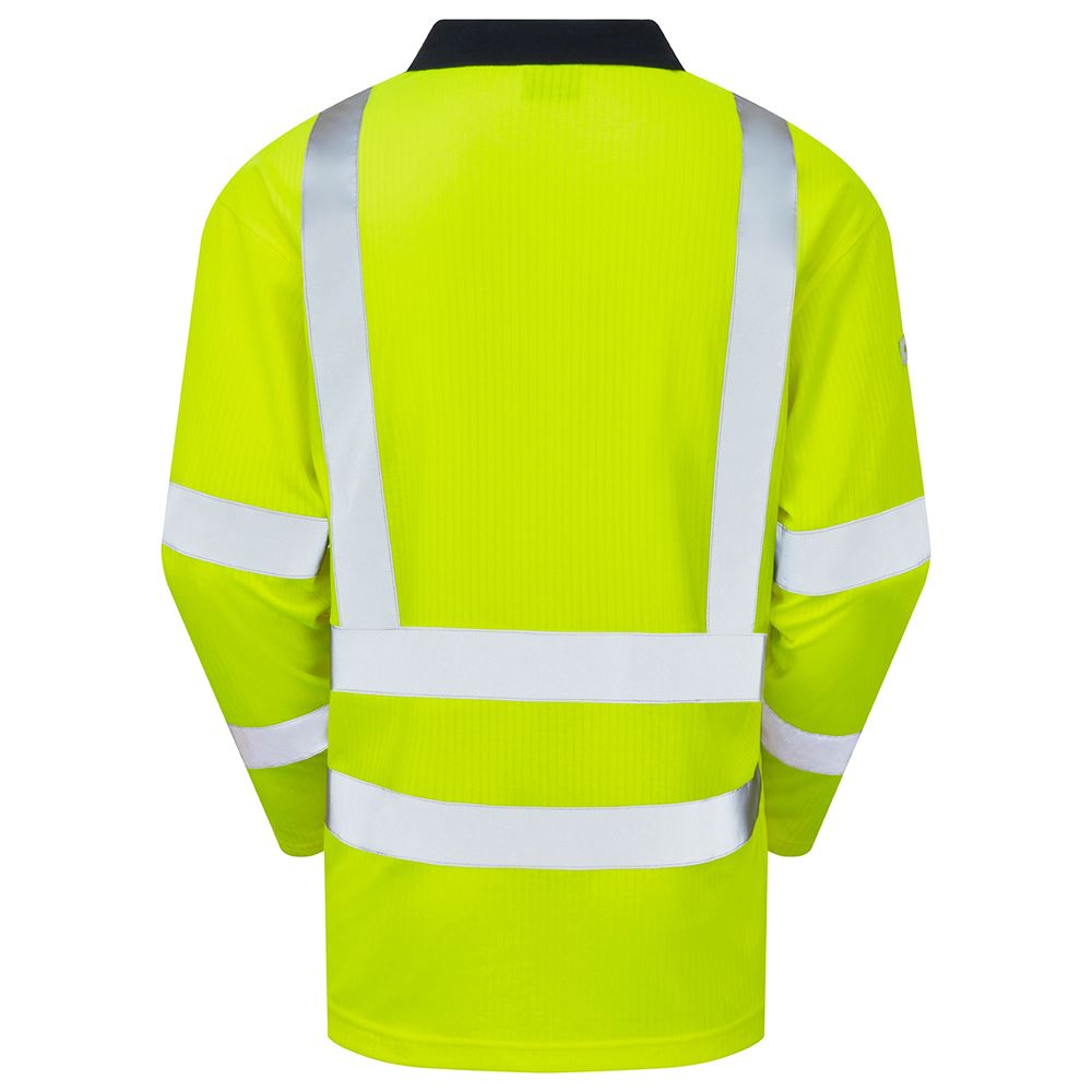 Leo Workwear Swimbridge Leo Ecoviz Comfort Sleeved Polo Shirt Hi Vis
