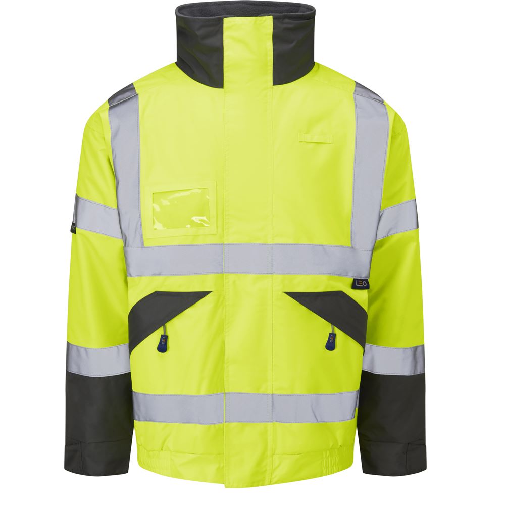 Leo Workwear Bickington Leo Ecoviz 4K Superior Fleece Lined Bomber Jacket Hi Vis