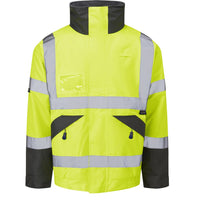 Leo Workwear Bickington Leo Ecoviz 4K Superior Fleece Lined Bomber Jacket Hi Vis