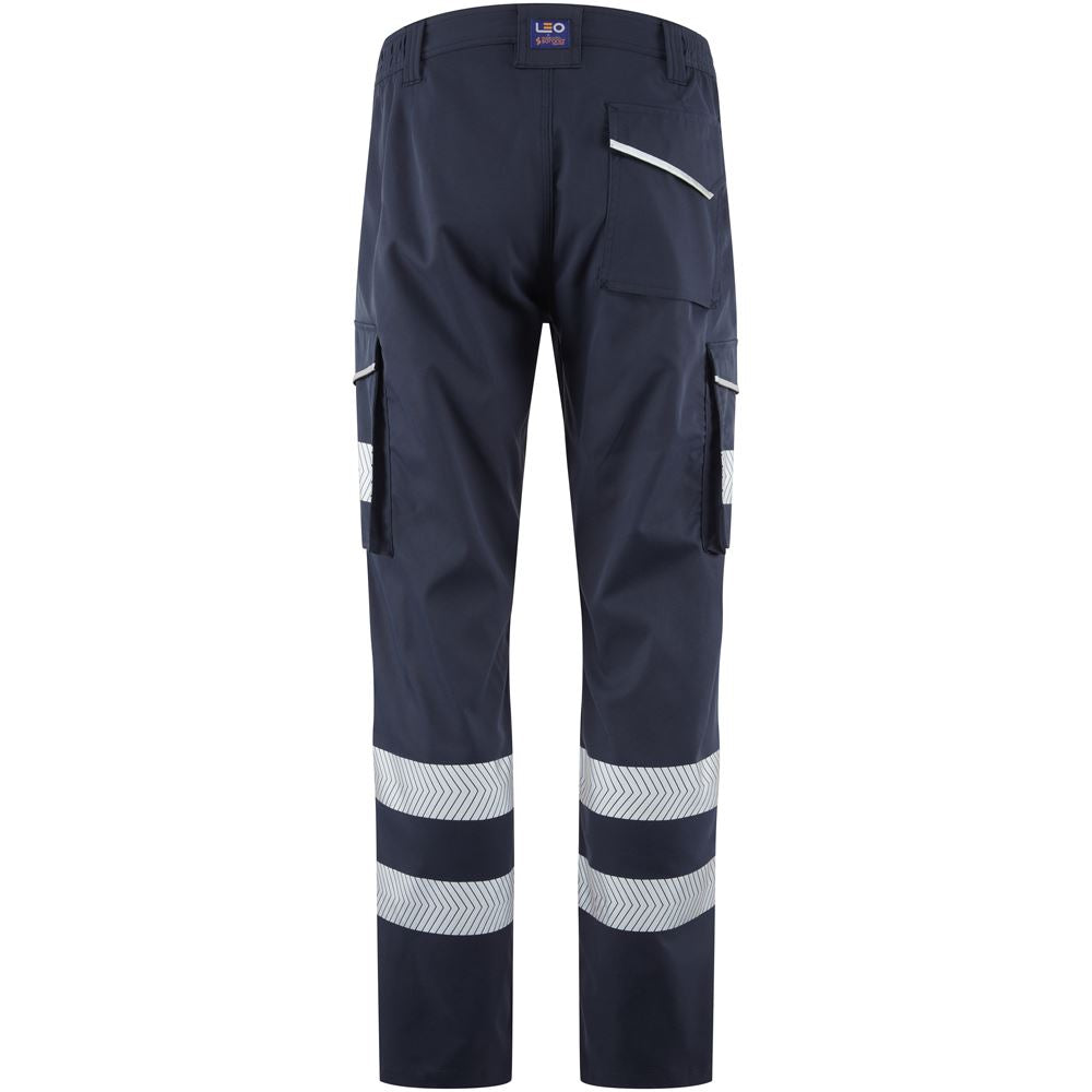 Leo Workwear Winsford Leo Ecoviz Lightweight Polyester Stretch Cargo Trouser Hi Vis Class1
