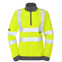 Leo Workwear Elberry Leo Ecoviz Womens 1/4 Zip Sweatshirt Recycled Hi Vis