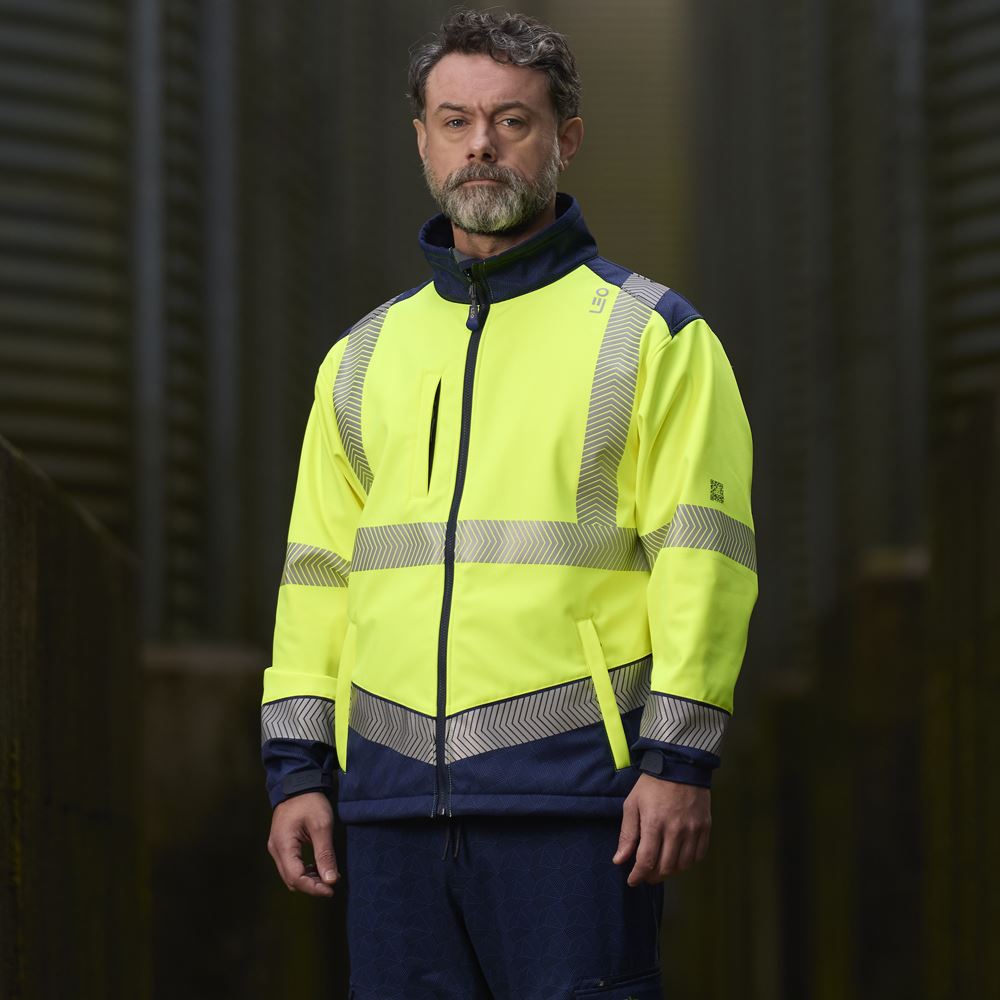 Leo Workwear Bowden Leo Ecoviz Softshell Jacket Hi Vis