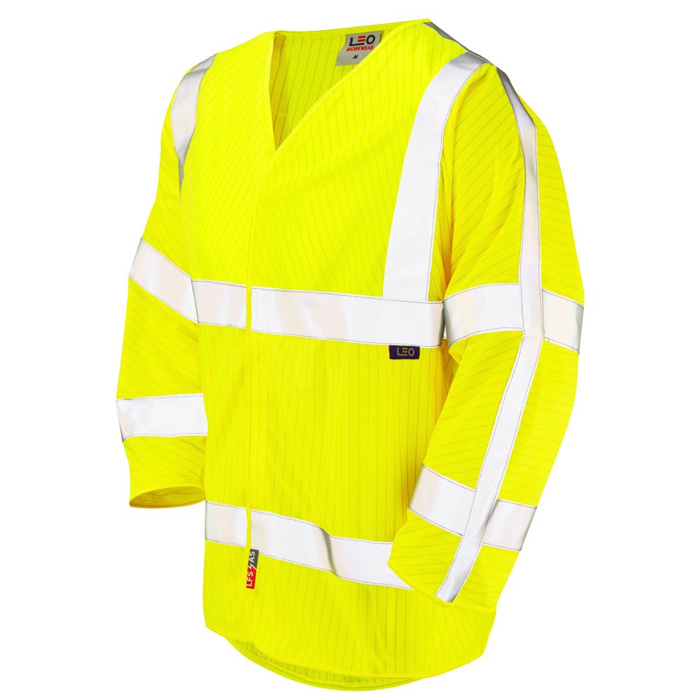Leo Workwear Sticklepath Iso 20471 Cl 3 Lfs 3/4 Sleeve (En 14116/En 1149) Hi Vis Flame Retardant