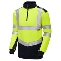 Leo Workwear Tapeley Leo Ecoviz Dual Colour 1/4 Zip Sweatshirt Class 2 Comfort Hi Vis
