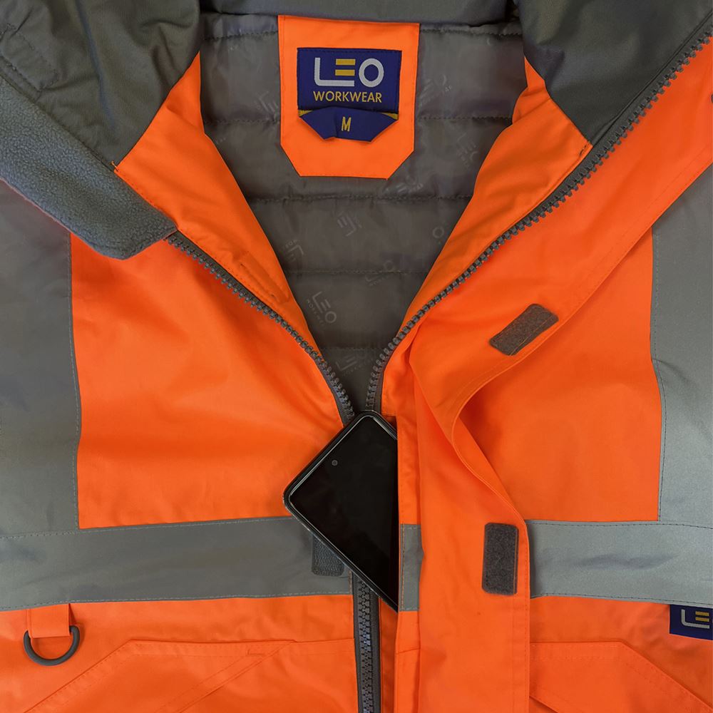 Leo Workwear Chivenor Leo Ecoviz 4K Baffle Lined Bomber Jacket Hi Vis Class 3