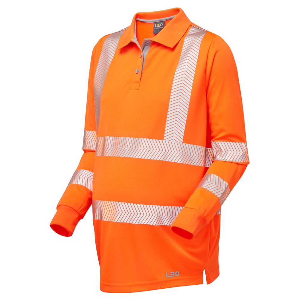 Leo Workwear Yarnacott Leo Ecoviz Performance+ Maternity Sleeved Polo Shirt Sustainable Hi Vis