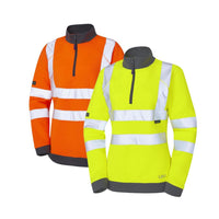 Leo Workwear Elberry Leo Ecoviz Womens 1/4 Zip Sweatshirt Recycled Hi Vis