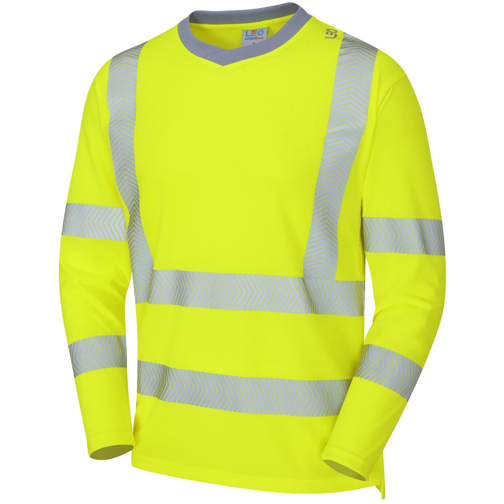 Leo Workwear Capstone Leo Ecoviz Performance+ Sleeved T-Shirt Hi Vis Recycled Sustainable