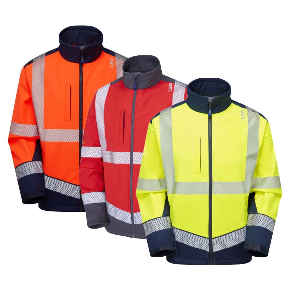 Leo Workwear Bowden Leo Ecoviz Softshell Jacket Hi Vis
