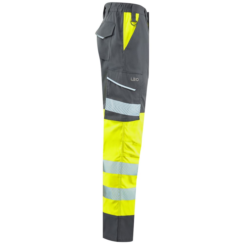 Leo Workwear Winsford Leo Ecoviz Lightweight Polyester Stretch Cargo Trouser Hi Vis Class1