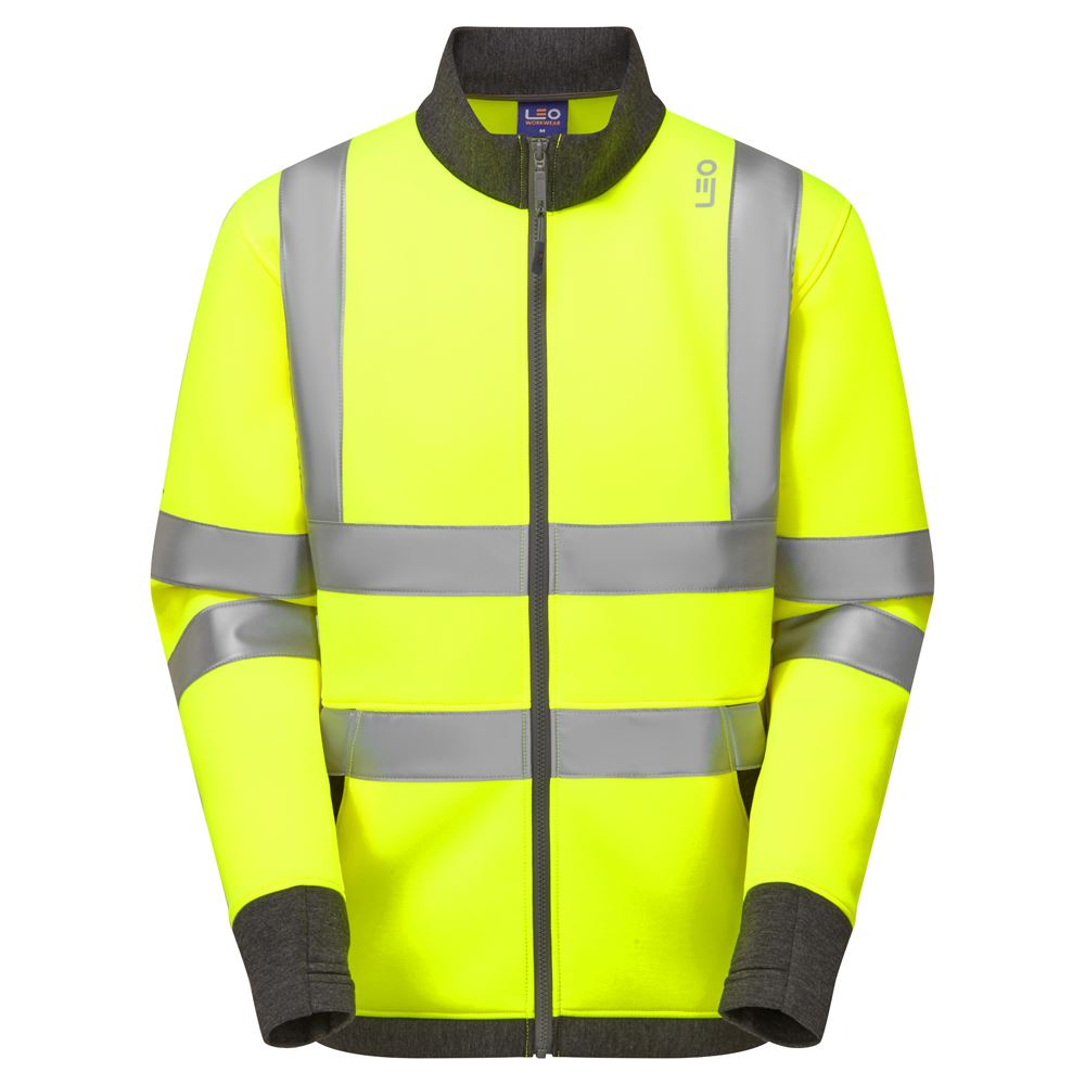 Leo Workwear Arganite Leo Ecoviz Zipped Sweatshirt Hi Vis