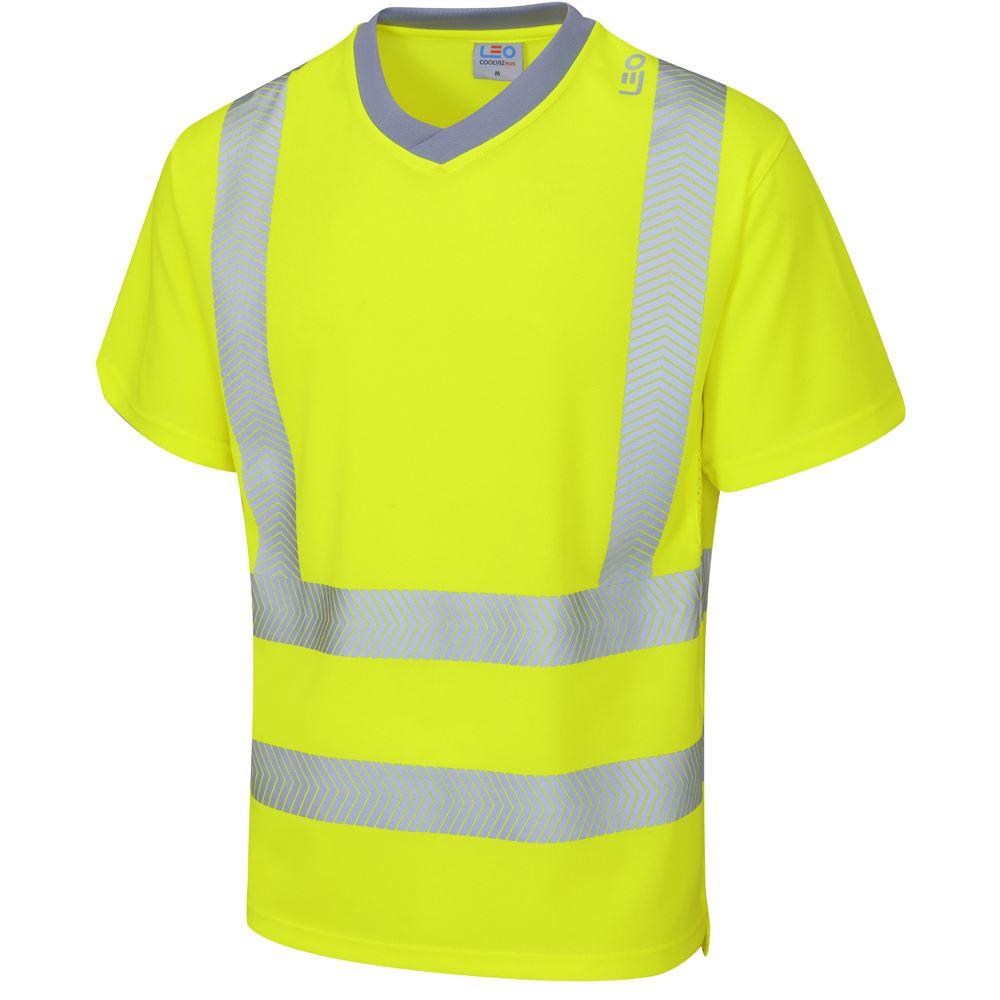 Leo Workwear Larkstone Leo Ecoviz Performance+ T-Shirt Hi Vis Rail Spec