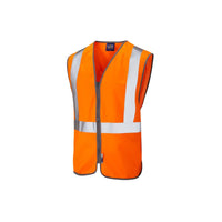 Leo Workwear Eggesford Leo Ecoviz Rail Zip Waistcoat Sustainable Hi Vis