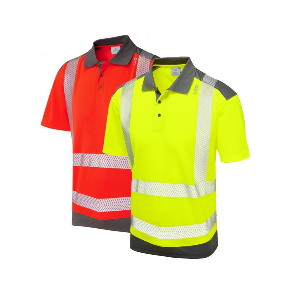 Leo Workwear Peppercombe Leo Ecoviz Performance+ Dual Colour Polo Shirt Hi Vis