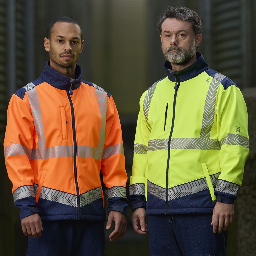 Leo Workwear Bowden Leo Ecoviz Softshell Jacket Hi Vis