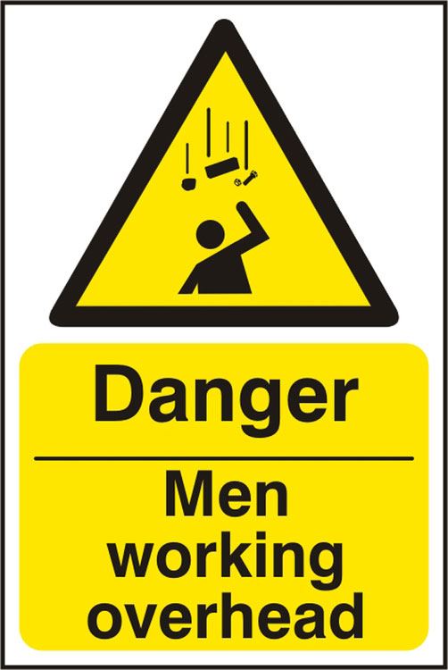 Beeswift Danger Men Working Overhead Rigid PVC Sign - 200 x 300mm (5 Pack)