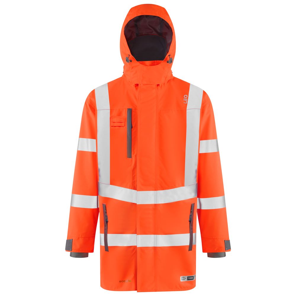 Leo Workwear Eastleigh Leo Ecoviz 10K Performance Breathable Anorak Hi Vis Jacket Coat