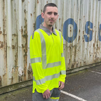 Leo Workwear Georgeham Leo Ecoviz Coolmax High Performance Sleeved Polo Shirt Hi Vis Work Top