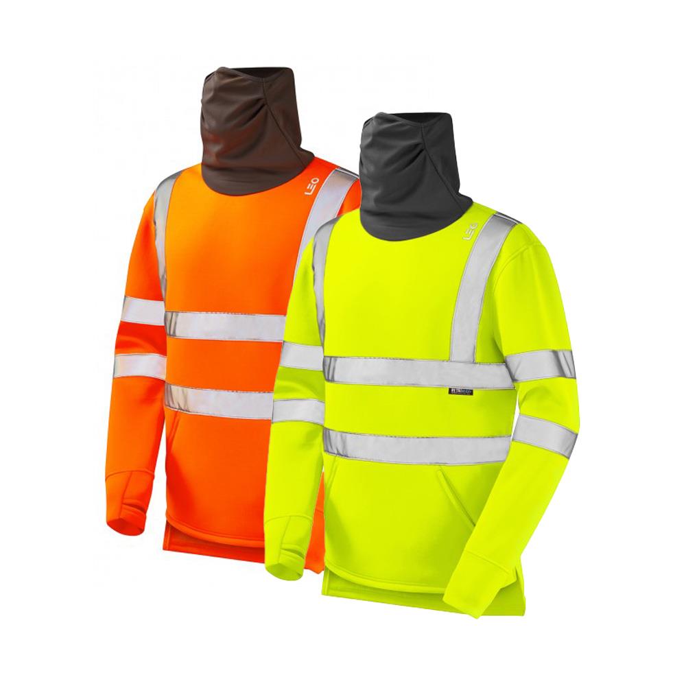 Leo Workwear Combesgate Leo Ecoviz Snood Sweatshirt Hi Vis
