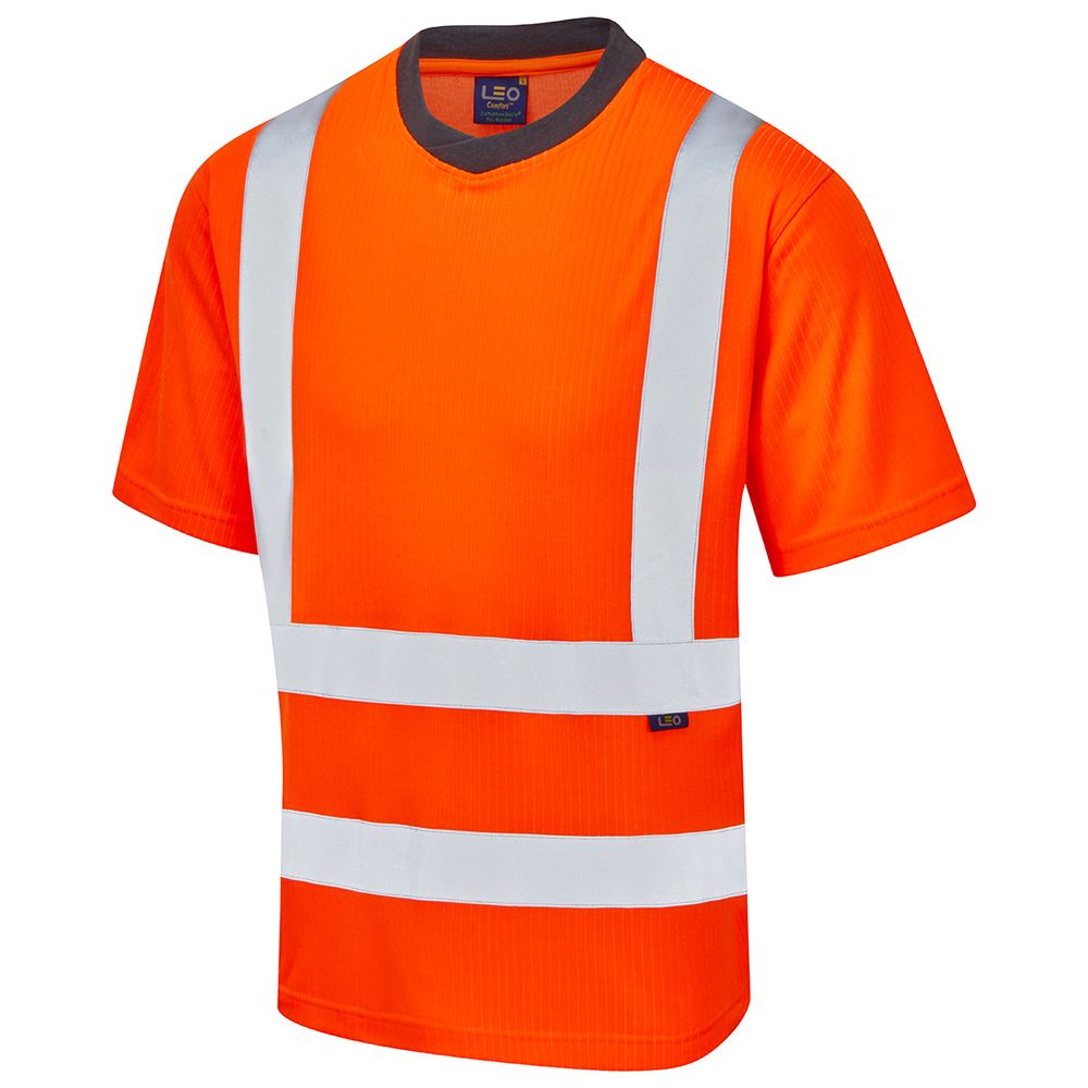 Leo Workwear Newport Leo Ecoviz Comfort T-Shirt Hi Vis Rail Spec