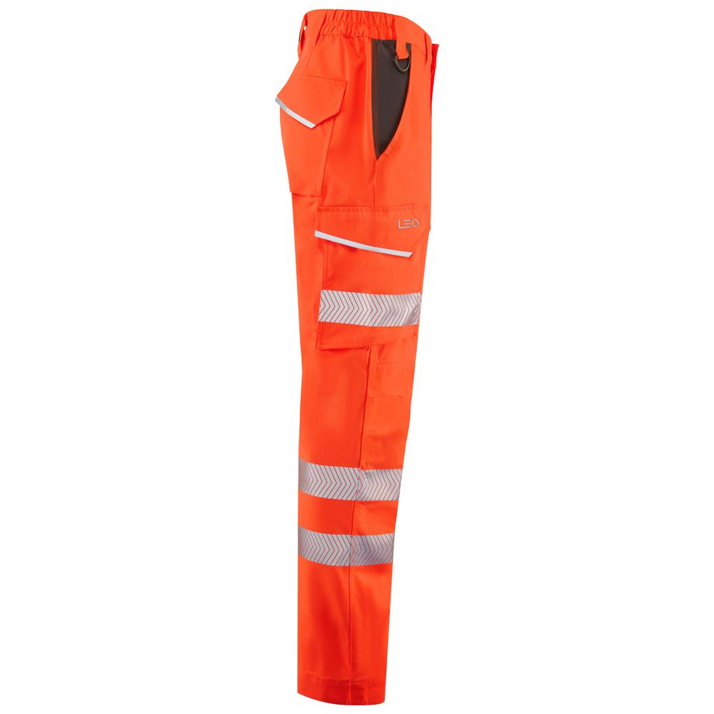 Leo Workwear Winsford Leo Ecoviz Lightweight Polyester Stretch Cargo Trouser Hi Vis Class1