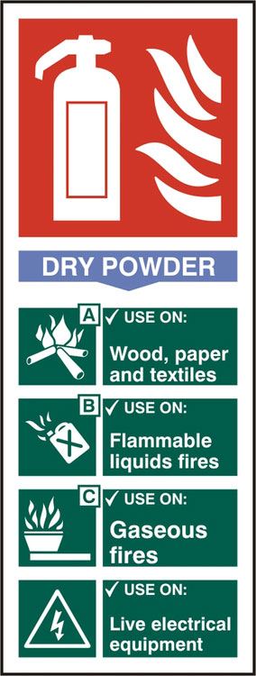 Beeswift Fire Extinguisher Dry Rigid PVC Sign - 82 x 202mm (5 Pack)