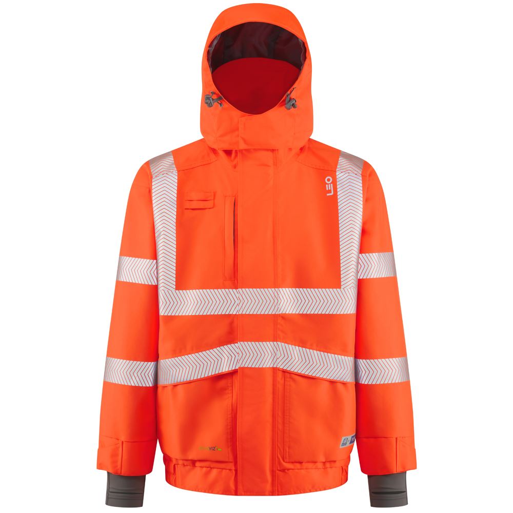 Leo Workwear Dartmoor Leo Ecoviz 15K Performance+ Breathable Bomber Jacket Hi Vis Class 3