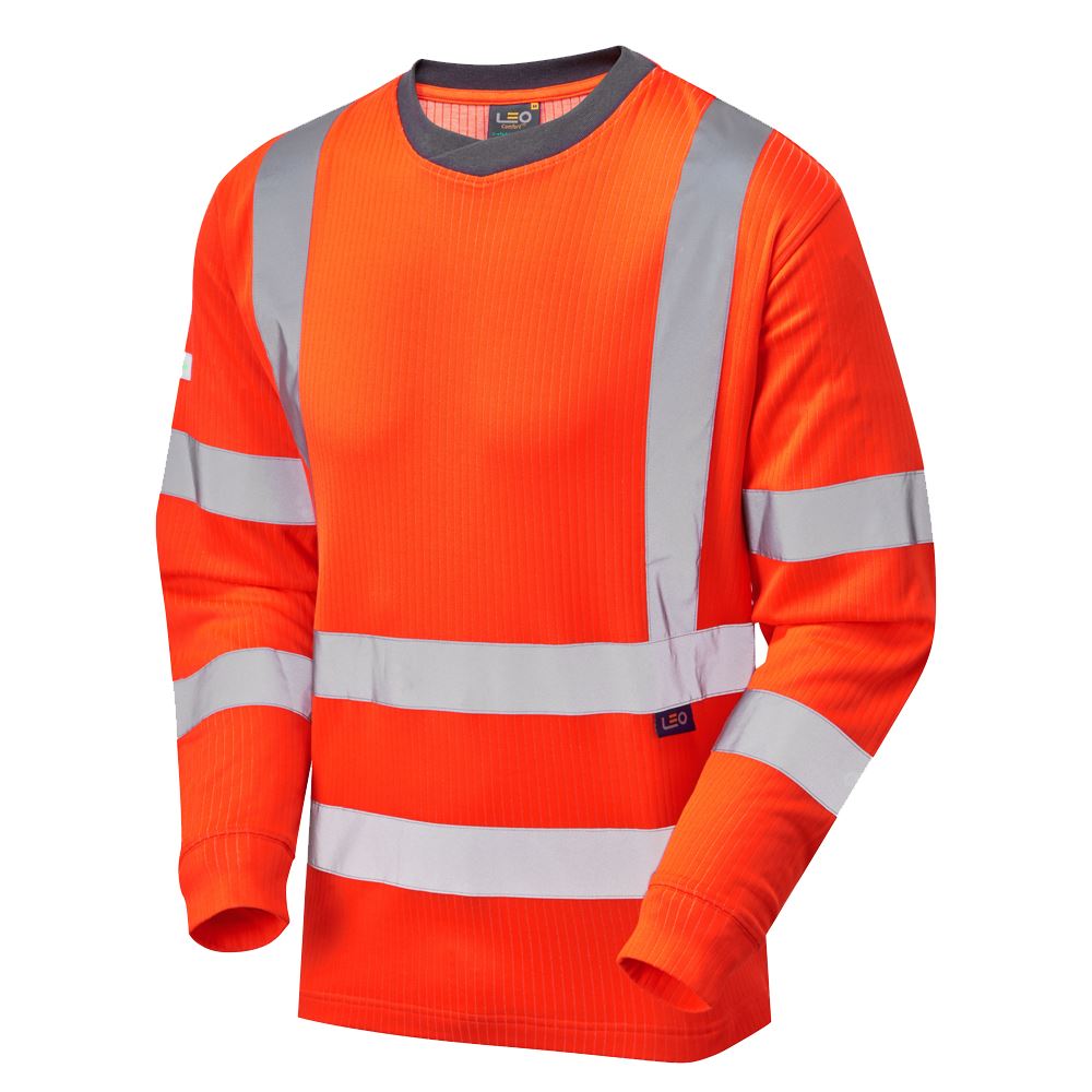 Leo Workwear Riverton Leo Ecoviz Comfort Sleeved T-Shirt Class 3 Hi Vis
