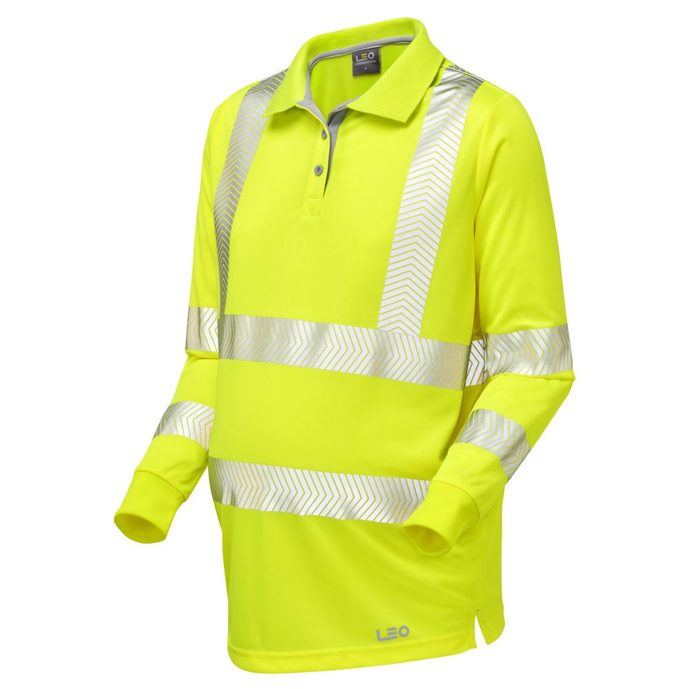 Leo Workwear Yarnacott Leo Ecoviz Performance+ Maternity Sleeved Polo Shirt Sustainable Hi Vis