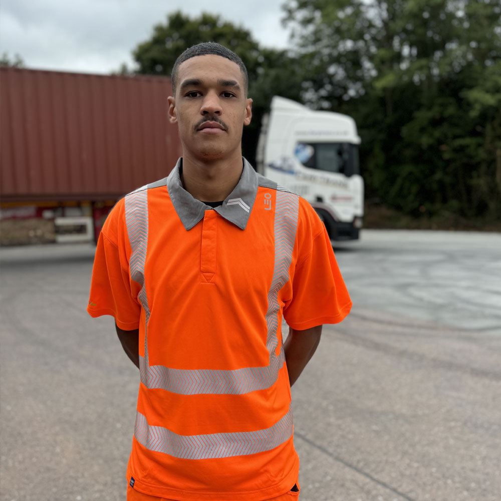 Leo Workwear Trimstone Leo Ecoviz Coolmax High Performance Polo Shirt Hi Vis Railway