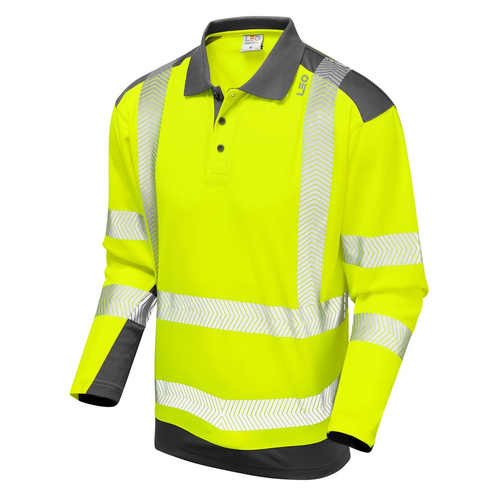 Leo Workwear Wringcliff Leo Ecoviz Performance+ Dual Colour Polo Shirt Lightweight Breathable