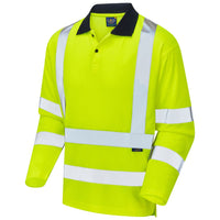 Leo Workwear Swimbridge Leo Ecoviz Comfort Sleeved Polo Shirt Hi Vis