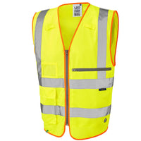 Leo Workwear Foreland Leo Ecoviz Tablet Pocket Superior Waistcoat Hi Vis