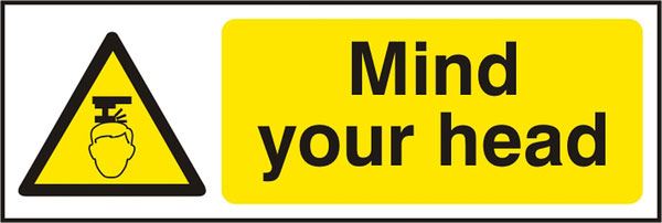 Beeswift Mind Your Head Self Adhesive Vinyl Sign - 300 x 100mm (5 Pack)