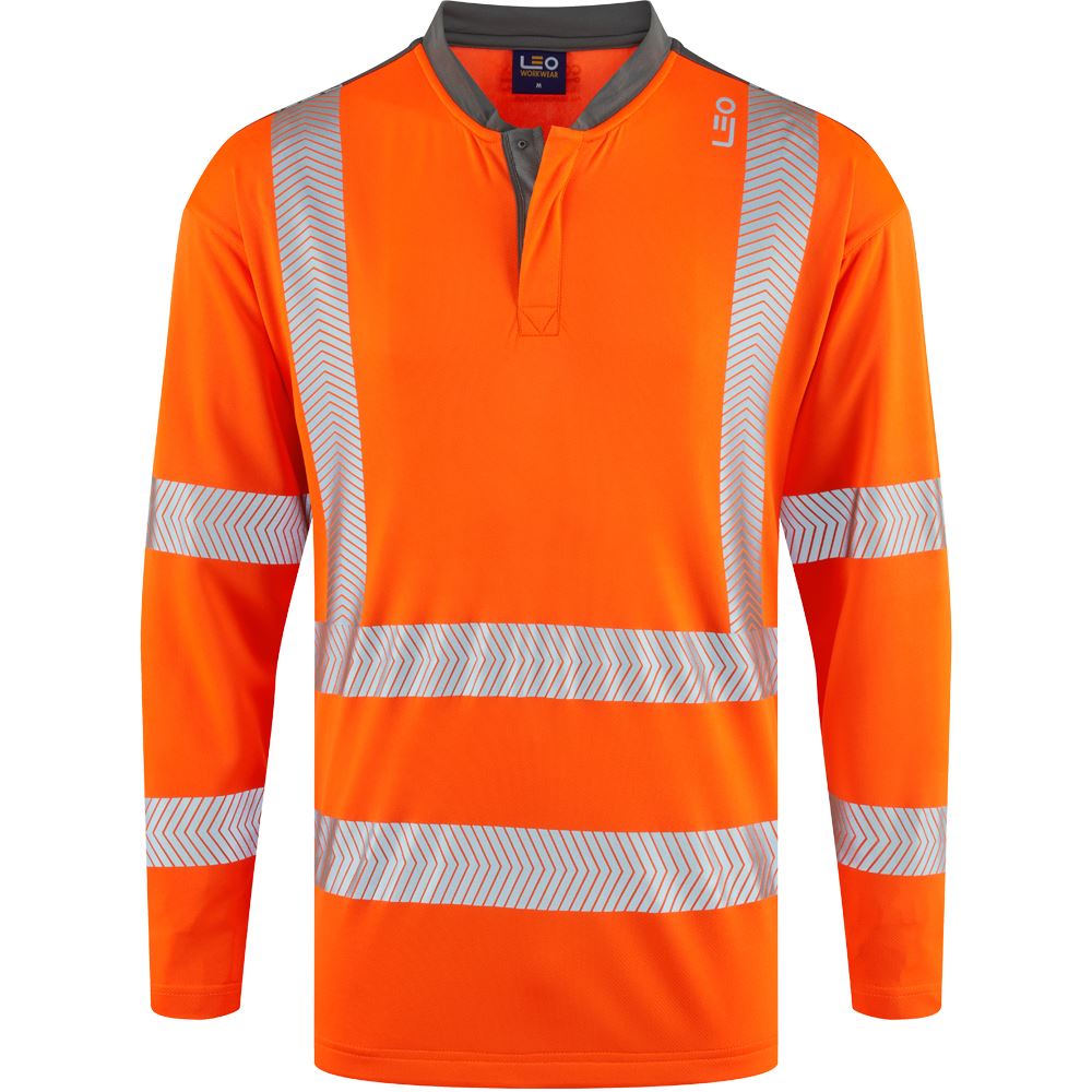 Leo Workwear Watermouth Leo Ecoviz Coolmax High Performance Sleeved T-Shirt Hi Vis