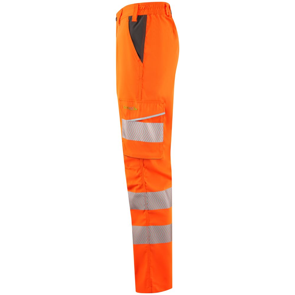 Leo Workwear Winswell Leo Ecoviz Womens Lightweight Polyester Stretch Cargo Trouser Hi Vis