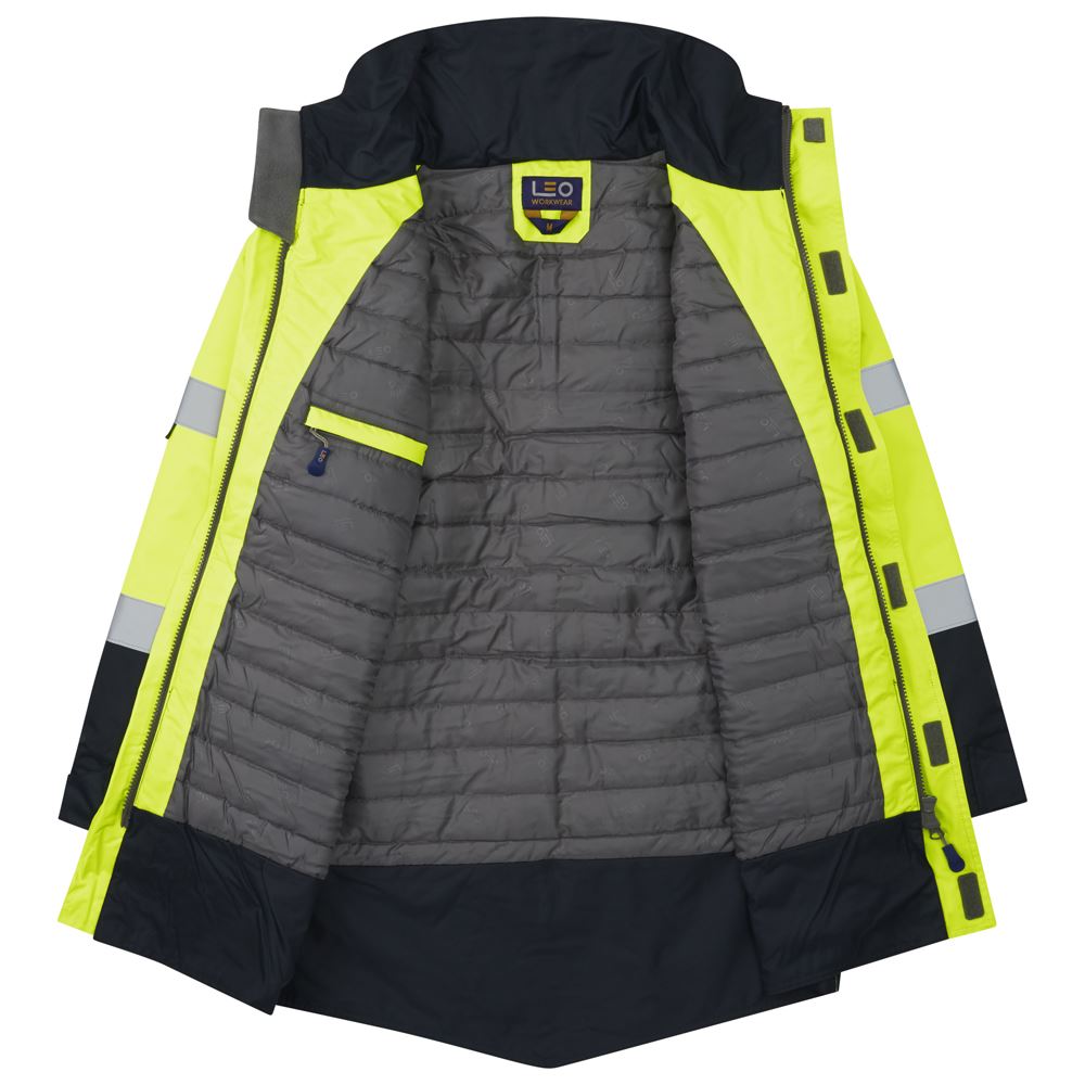 Leo Workwear Marwood Leo Ecoviz 4K Superior Baffle Lined Anorak Hi Vis